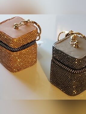 Key Ring - Bag Charm Golden PEACH Zipper Case